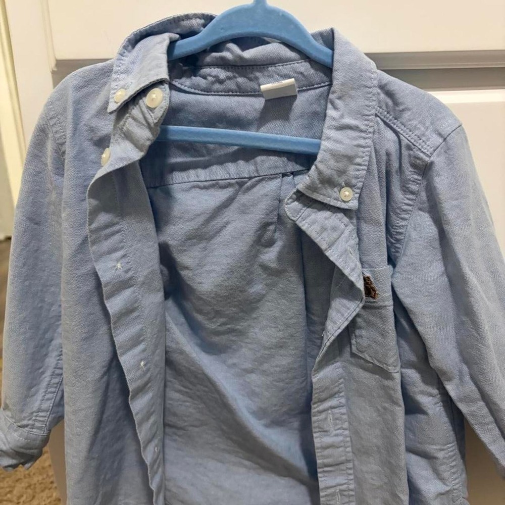 Baby Gap Boys Light Blue Button Up Oxford Shirt Size 2 Years Long Sleeve